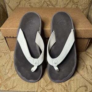 Olukai Women's Ohana Flip Flop Sandal‎ Size 7 White Ocean Ready